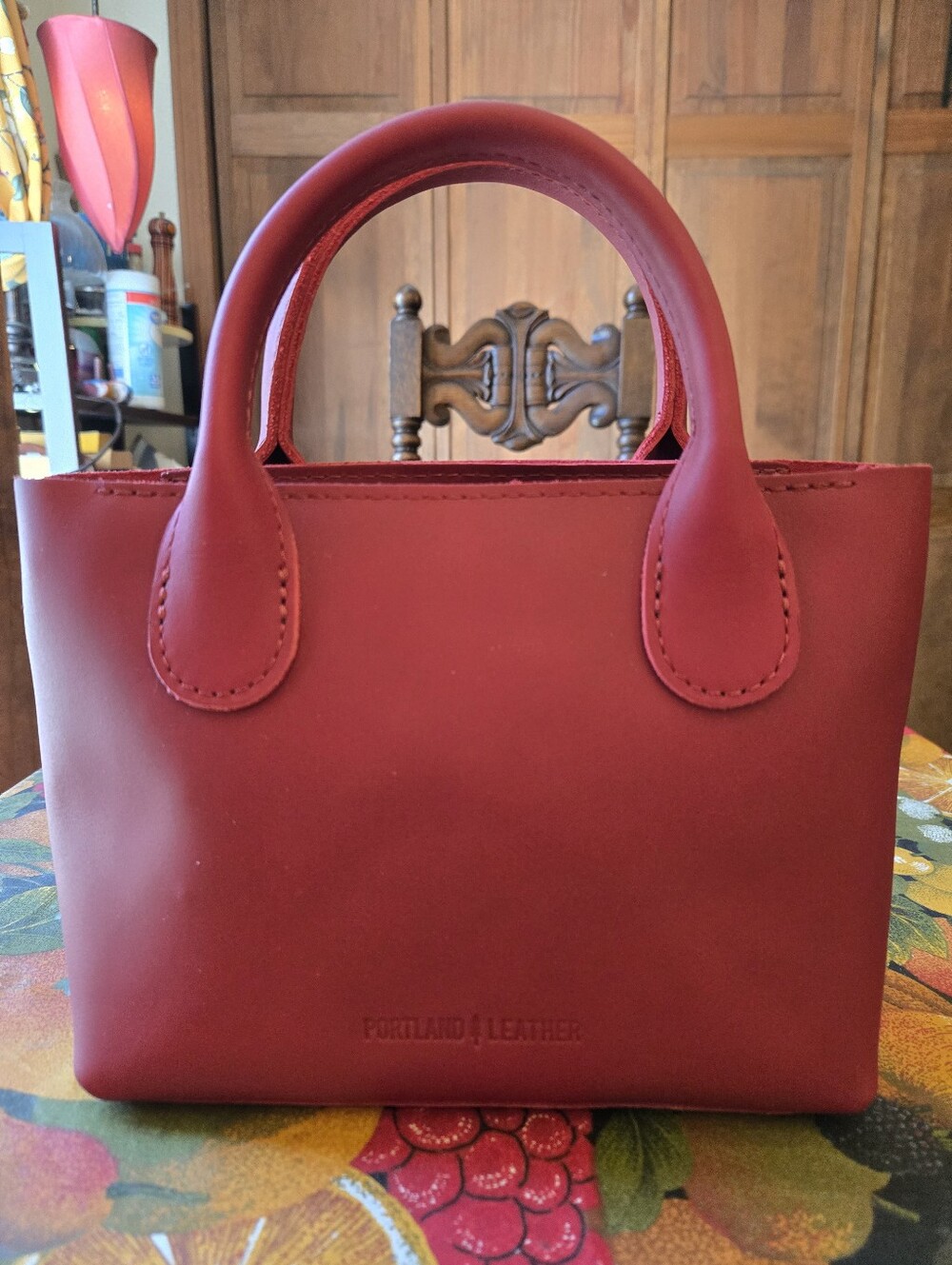 ❤️ Portland Leather Goods *Zipper* Small Raindrop Handbag in Ruby Red Leather